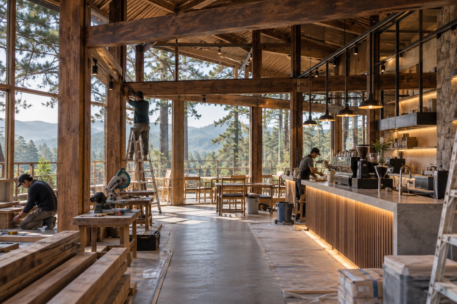 cải tạo quán cafe Măng Đen DOC Group
